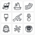 Guerrillas warrior icons set. Vector Illustration.