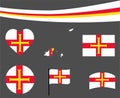 Guernsey Flag Map Ribbon And Heart Icons Vector Royalty Free Stock Photo