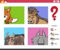 Guess animal characters educational task for kids