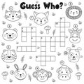 Guess who black and white crossword for kids Royalty Free Stock Photo