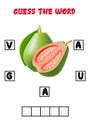 Guess the Word Guava worksheet Royalty Free Stock Photo