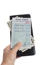 Guest Check and dollar Royalty Free Stock Photo