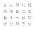 Guest hotel house line icons, signs, vector set, outline illustration concept