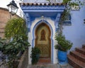 Guest House entrance in Chefchaouen, a city in northwest Morocco noted for its buildings in shades of blue.