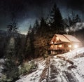 Guest house forester in the winter forest