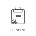 Guest list linear icon. Modern outline Guest list logo concept o