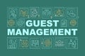 Guest management in hotel word concepts dark green banner Royalty Free Stock Photo