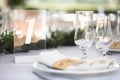 Guest table number. Wedding table in the restaurant Royalty Free Stock Photo