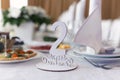 Guest table number. Wedding table in the restaurant. Royalty Free Stock Photo
