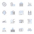 Guesthouse firm line icons collection. Accommodation, Hospitality, Comfort, Coziness, Homely, Retreat, Friendliness