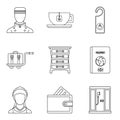 Guesthouse icons set, outline style