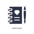 Guests Book Icon On White Background. Simple Element Illustration From Birthday Party And Wedding Concept