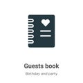 Guests book vector icon on white background. Flat vector guests book icon symbol sign from modern birthday and party collection