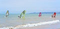 Guests are practice games windsurfing sail on the bay