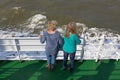 Guests at the railing on the ferry to Borkum