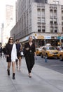 Guests street style arriving to a fashion show in New York