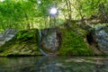 Guetersteiner Waterfall of Bad Urach, Swabian Alb, Baden-Wuerttemberg, Germany, Europe