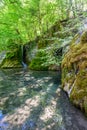 Guetersteiner Waterfall of Bad Urach, Swabian Alb, Baden-Wuerttemberg, Germany, Europe