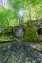 Guetersteiner Waterfall of Bad Urach, Swabian Alb, Baden-Wuerttemberg, Germany, Europe