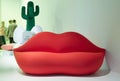 Gufram Bocca sofa at Salone del Mobile, Milan Royalty Free Stock Photo