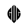 GUG circle letter logo design with circle and ellipse shape. GUG ellipse letters with typographic style. The three initials form a Royalty Free Stock Photo
