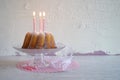 Gugelhupf with powdered sugar as birthday cake