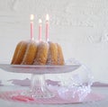 Gugelhupf with powdered sugar as birthday cake