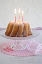 Gugelhupf with powdered sugar as birthday cake Royalty Free Stock Photo
