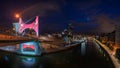 The Guggenheim museum and the Bilbao estuary at night Royalty Free Stock Photo