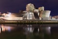 Guggenheim Museum in Bilbao at night Royalty Free Stock Photo