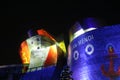 Guggenheim Museum Bilbao. Night lights show. Royalty Free Stock Photo