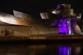 Guggenheim museum at night in bilbao, spain Royalty Free Stock Photo