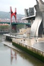 Guggenheim Museum and red bridge in Bilbao, Spain Royalty Free Stock Photo