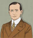 Guglielmo Marconi isolated cartoon portrait, vector.