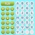 Gui buttons and hexagon a-z alphabet words game. Royalty Free Stock Photo