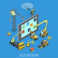 GUI design UI UX mobile user interface app flat isometric vector