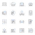 GUI elements line icons collection. Button, Checkbox, Radiobutton, Label, Textbox, Dropdown, Listbox vector and linear Royalty Free Stock Photo