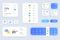GUI elements for weather forecast mobile app. Temperature, atmospheric pressure, weather condition user interface generator. Ui ux Royalty Free Stock Photo