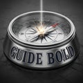 Guide bold concept showing a shiny compass with an illuminated center point Royalty Free Stock Photo