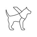 Guide Dog Service for Blind People Line Icon. Guide Dog Symbol. Trained Labrador Animal Dog Domestic on Harness Leash