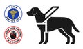 Guide-dog symbol with two round service dog badges Royalty Free Stock Photo