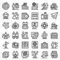 Guide icons set, outline style