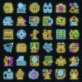 Guide icons set vector neon