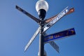 Guide post and lamp pole at beside road on Adelaide Street