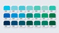 Colour Palette Catalog Samples Blue and Green in RGB HEX. Neomorphism Vector