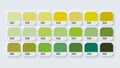 Colour Palette Catalog Samples Yellow and Green in RGB HEX. Neomorphism Vector
