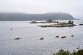 Guided kayak tour in western Norway, on the Atlantic coast, close to the Vagsoy island