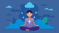 A guided mindfulness exercise with the soothing sound of rain and distant thunder in the background offers a theutic Royalty Free Stock Photo