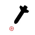 Guided missile weapon or ballistic rocket weapon with booster flat vector icon for apps and websites