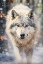 Guided by a Wolf\'s Intense Gaze: A Stunning Encounter in the Sno